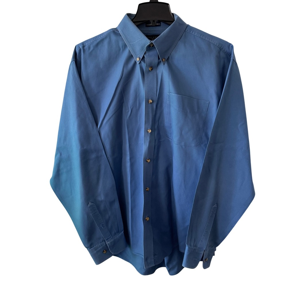 Ivy Crew Classics Wrinkle Resistant Button Up Shirt Mens XXL Blue Cotton Preppy